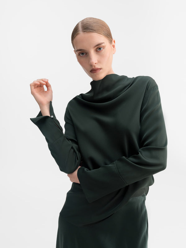 Ayumi silk blouse deep forest