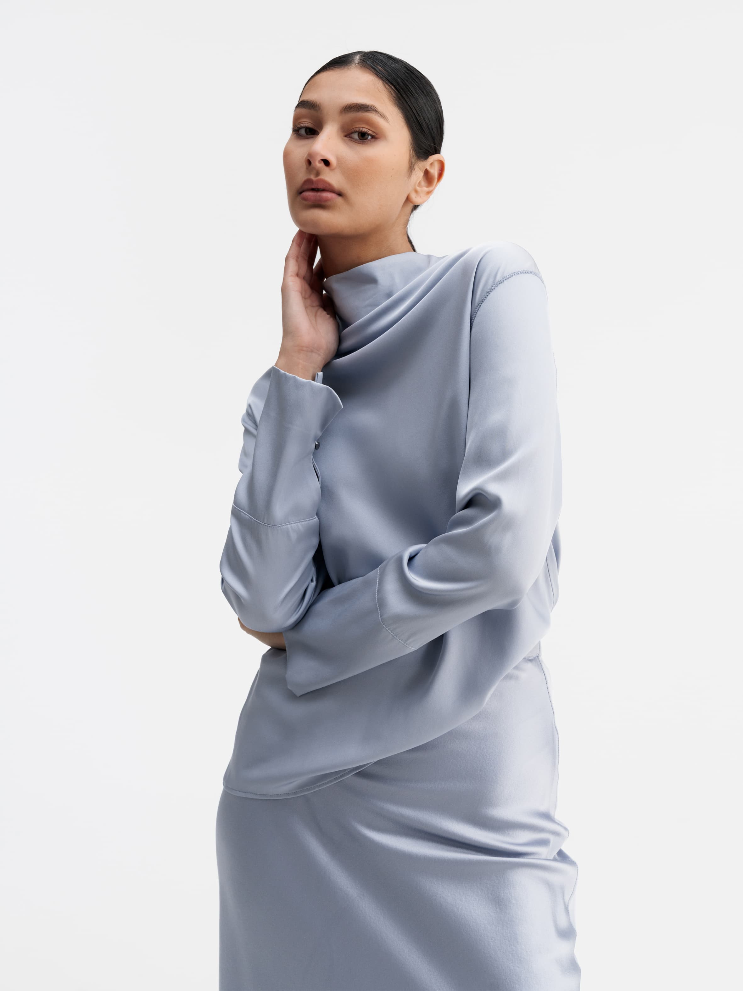 Ayumi silk blouse denim blue