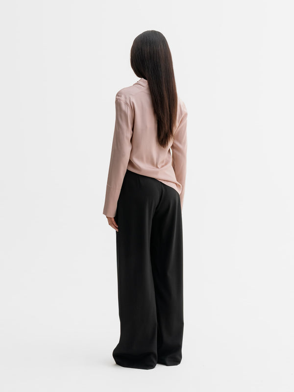 Back view of Ahlvar Gallery Ayumi silk blouse in Dusty pink