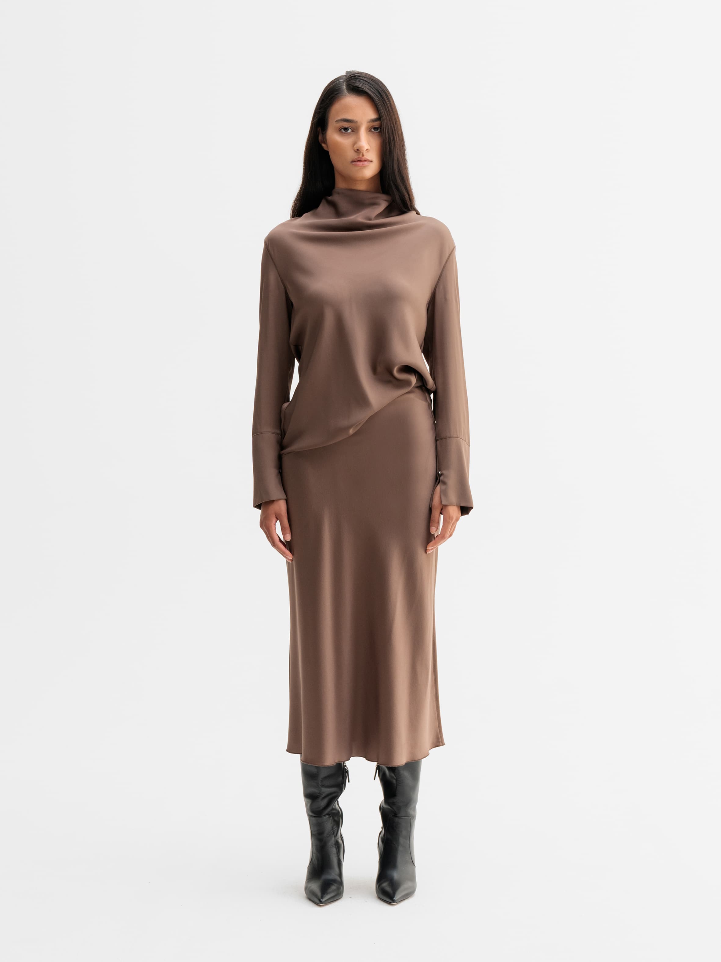 Ayumi silk blouse light brown
