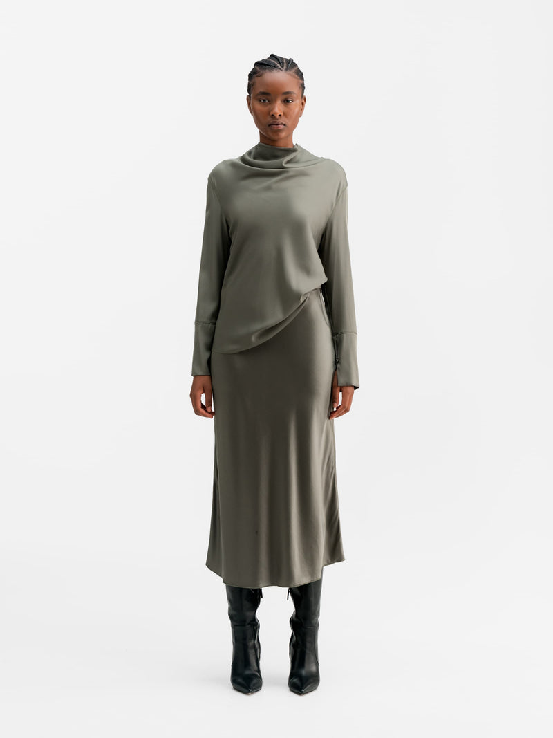 Ayumi silk blouse light military