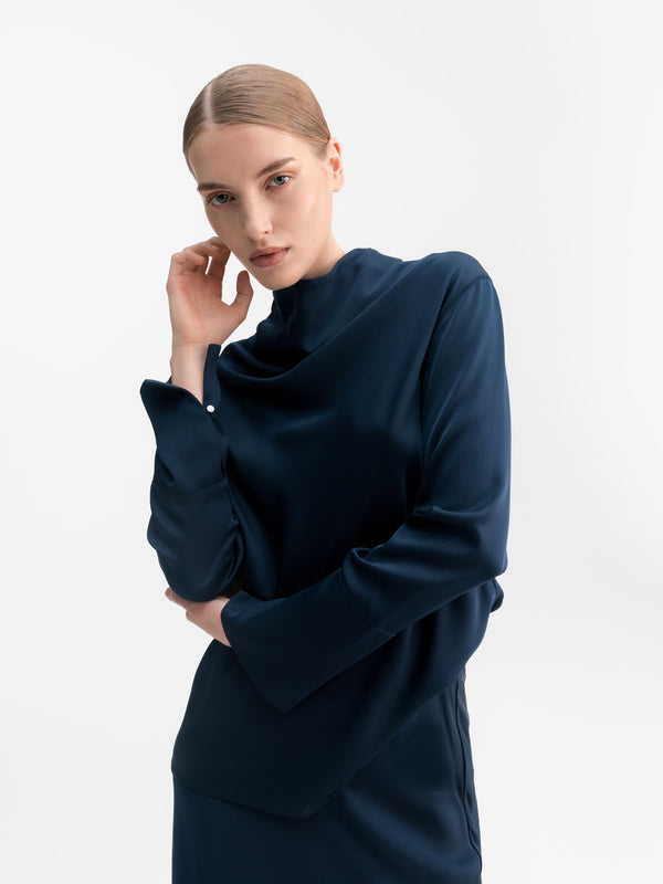 Ayumi silk blouse midnight blue
