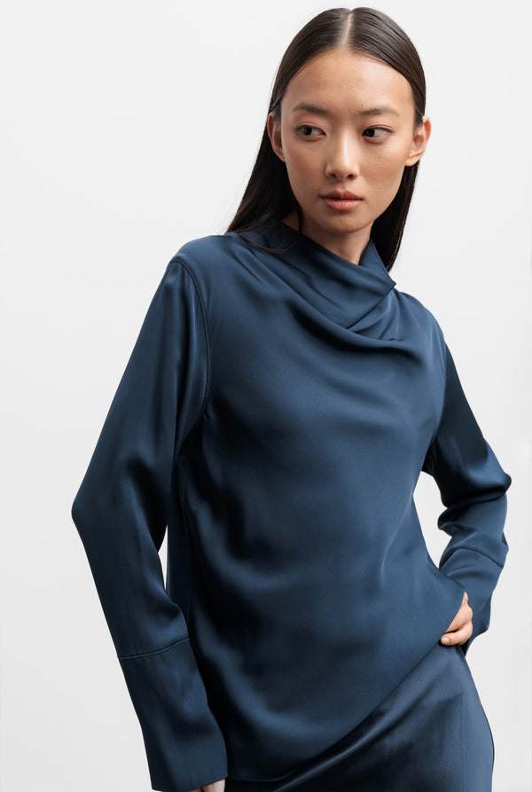 Ayumi silk blouse midnight blue