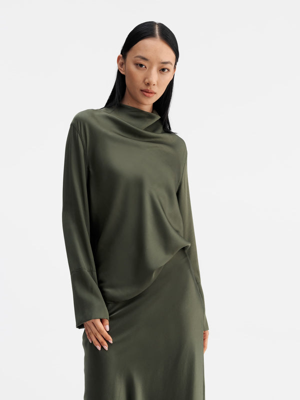 Ayumi silk blouse olive green