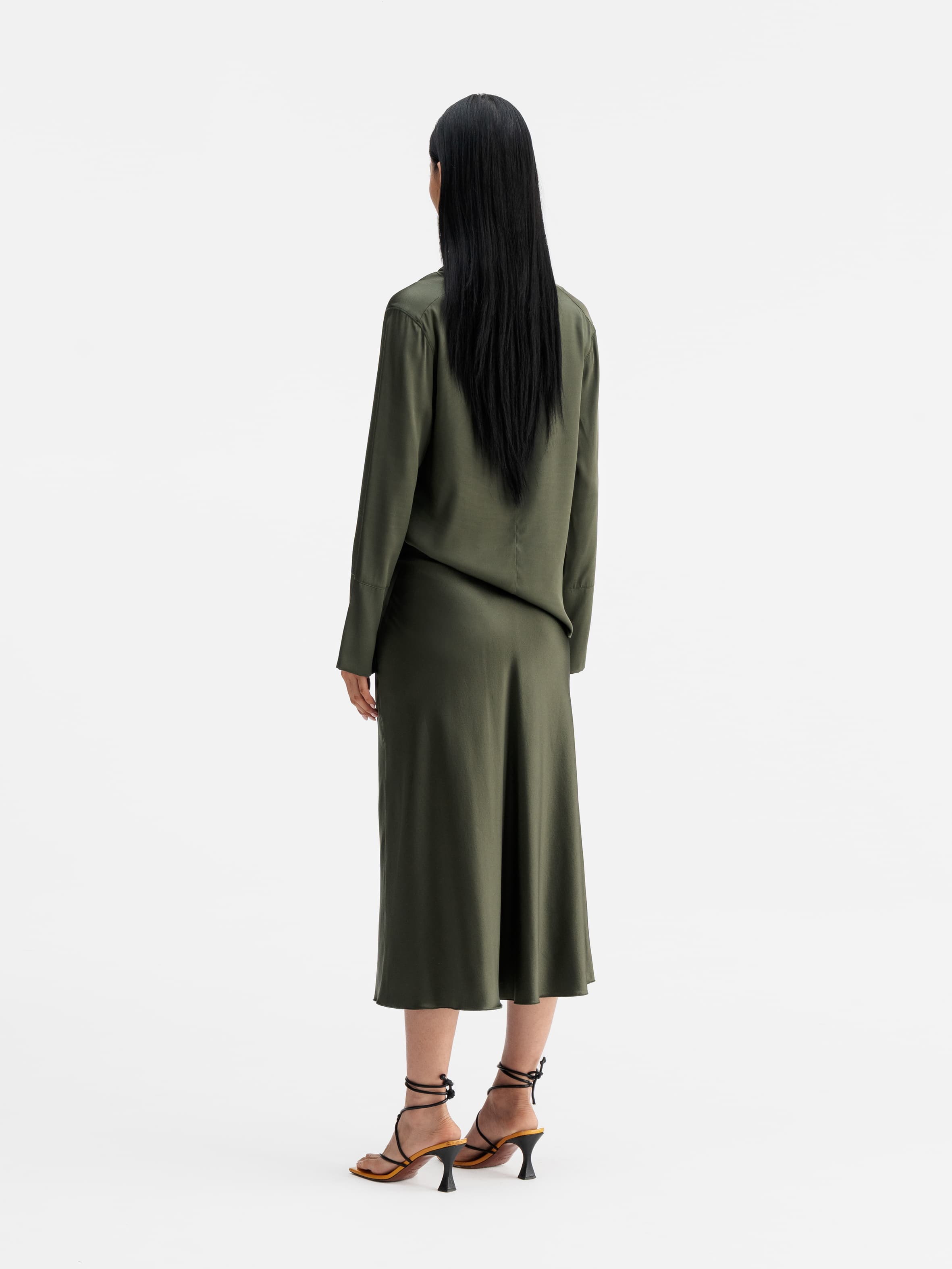 Ayumi silk blouse olive green