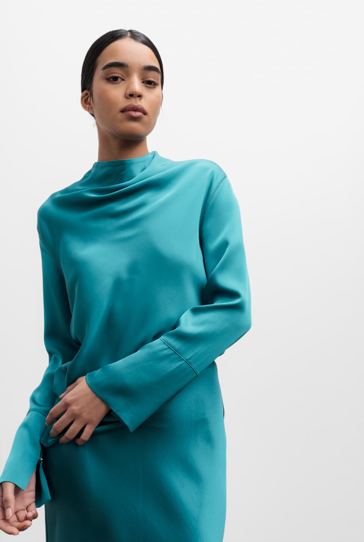 Ayumi silk blouse petrol