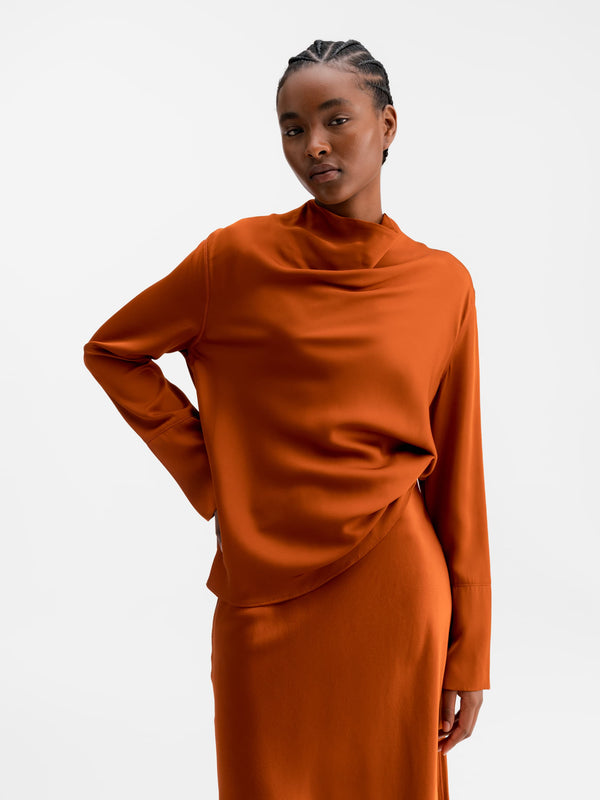 Ayumi silk blouse rust