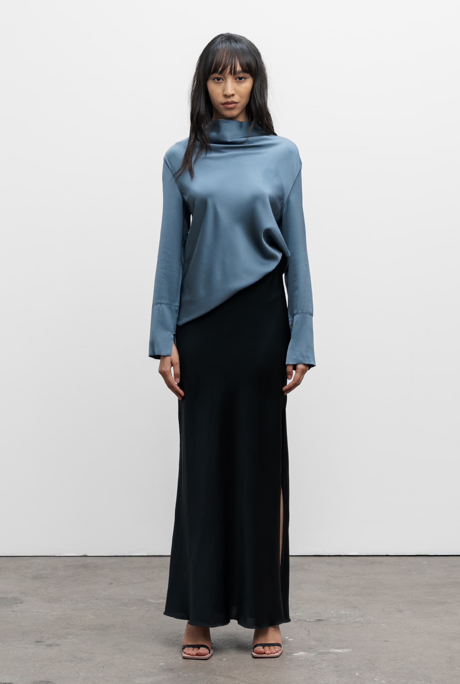 Ayumi silk blouse steel blue