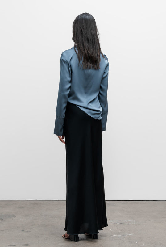 Ayumi silk blouse steel blue