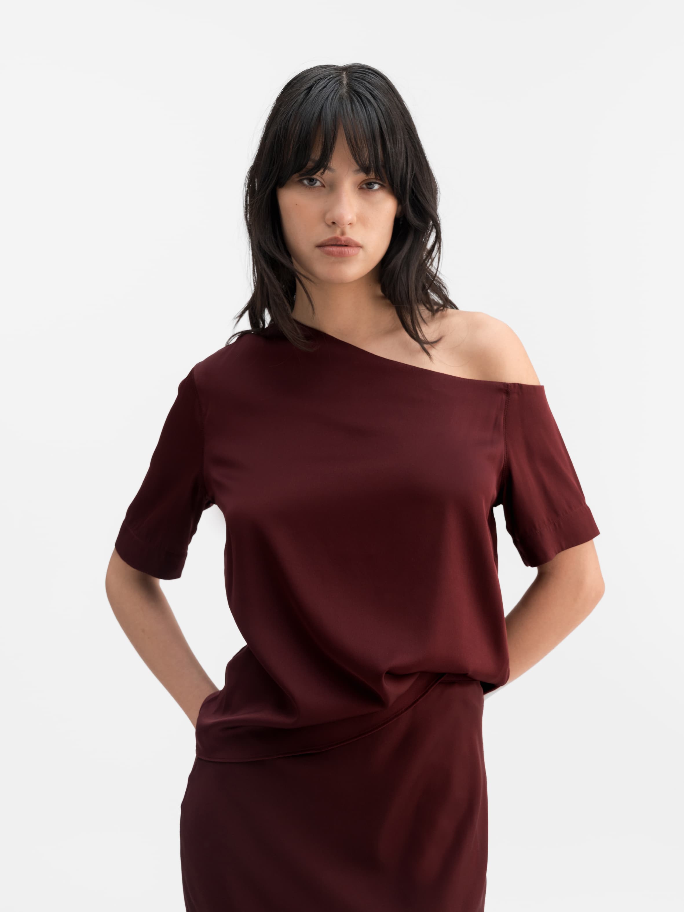 Chima silk blouse burgundy