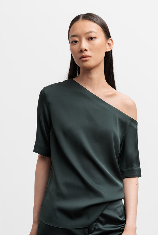 Chima silk blouse deep forest