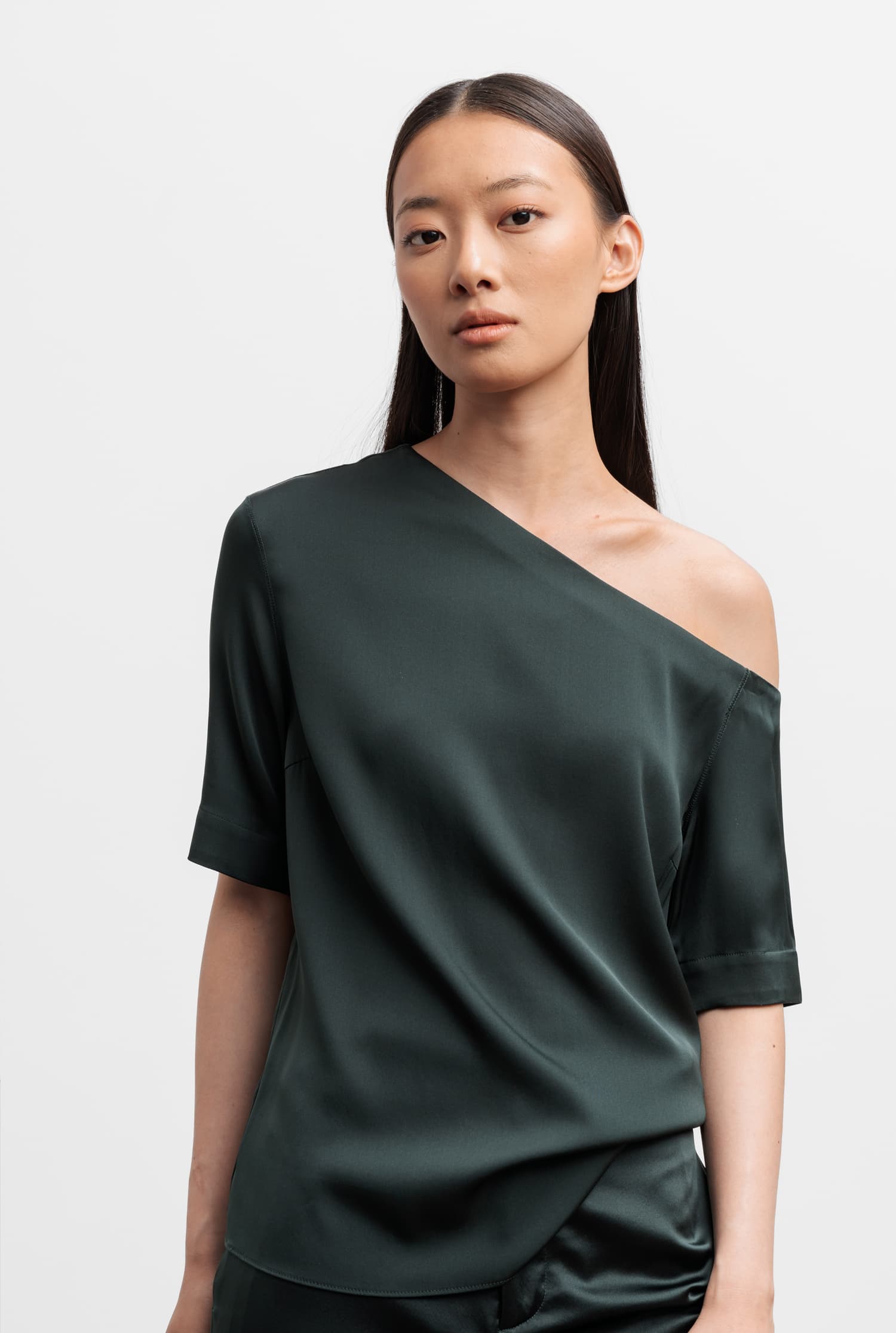 Chima silk blouse deep forest