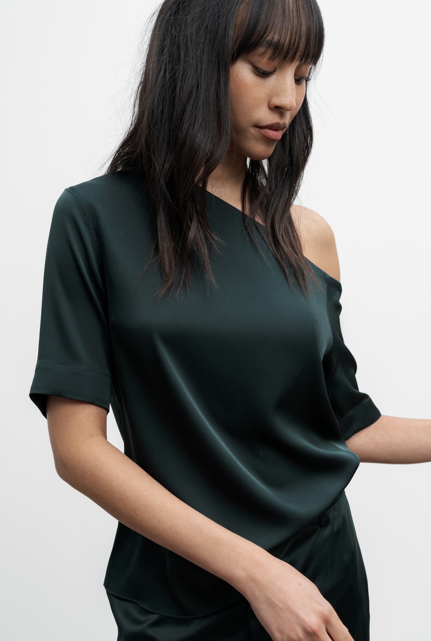 Chima silk blouse deep forest