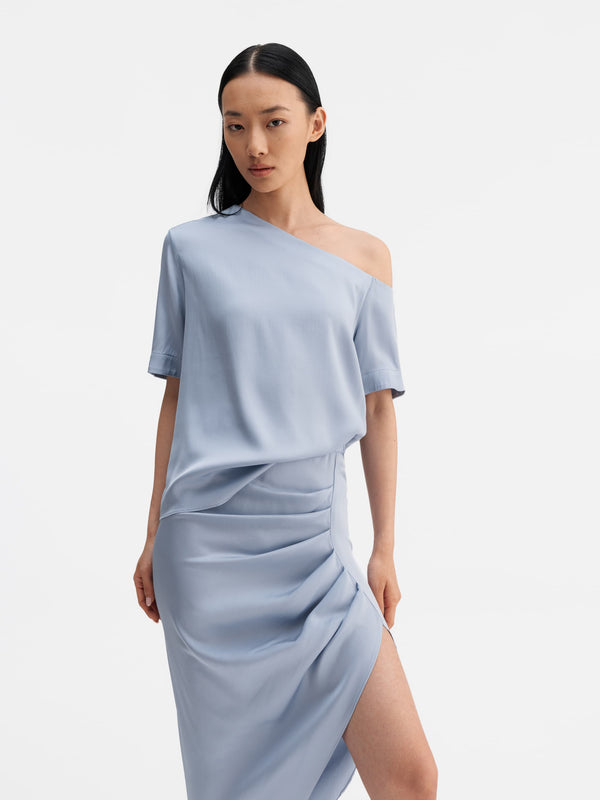 Chima silk blouse denim blue