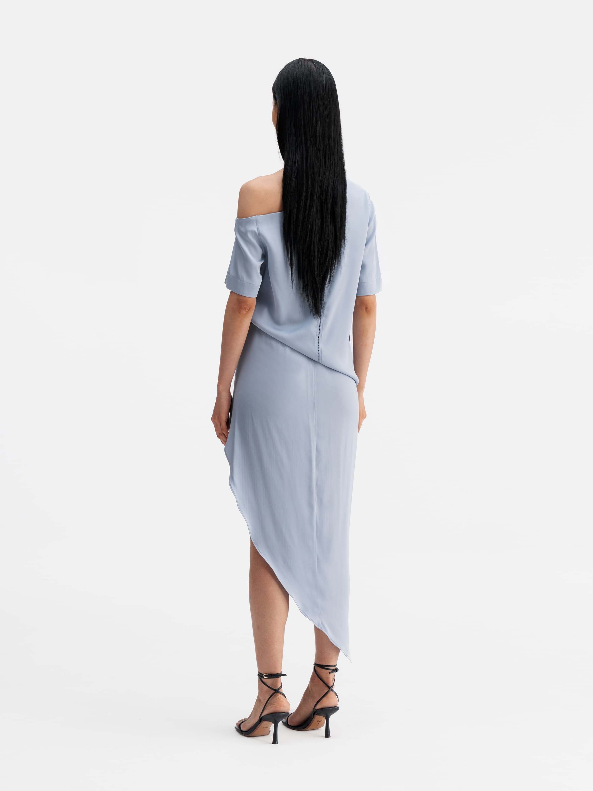 Back view of Ahlvar Gallery Chima silk blouse denim blue