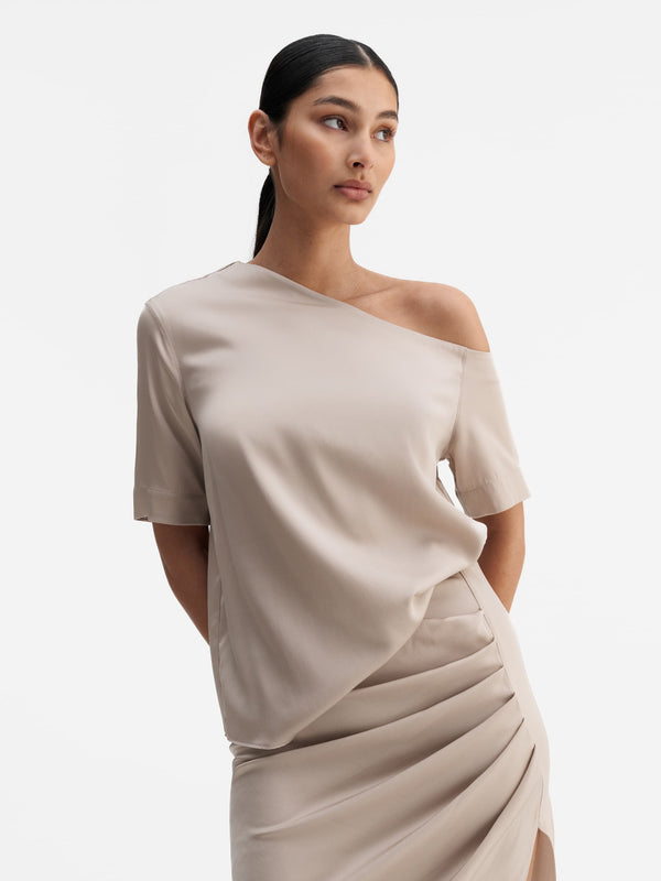 Chima silk blouse greige