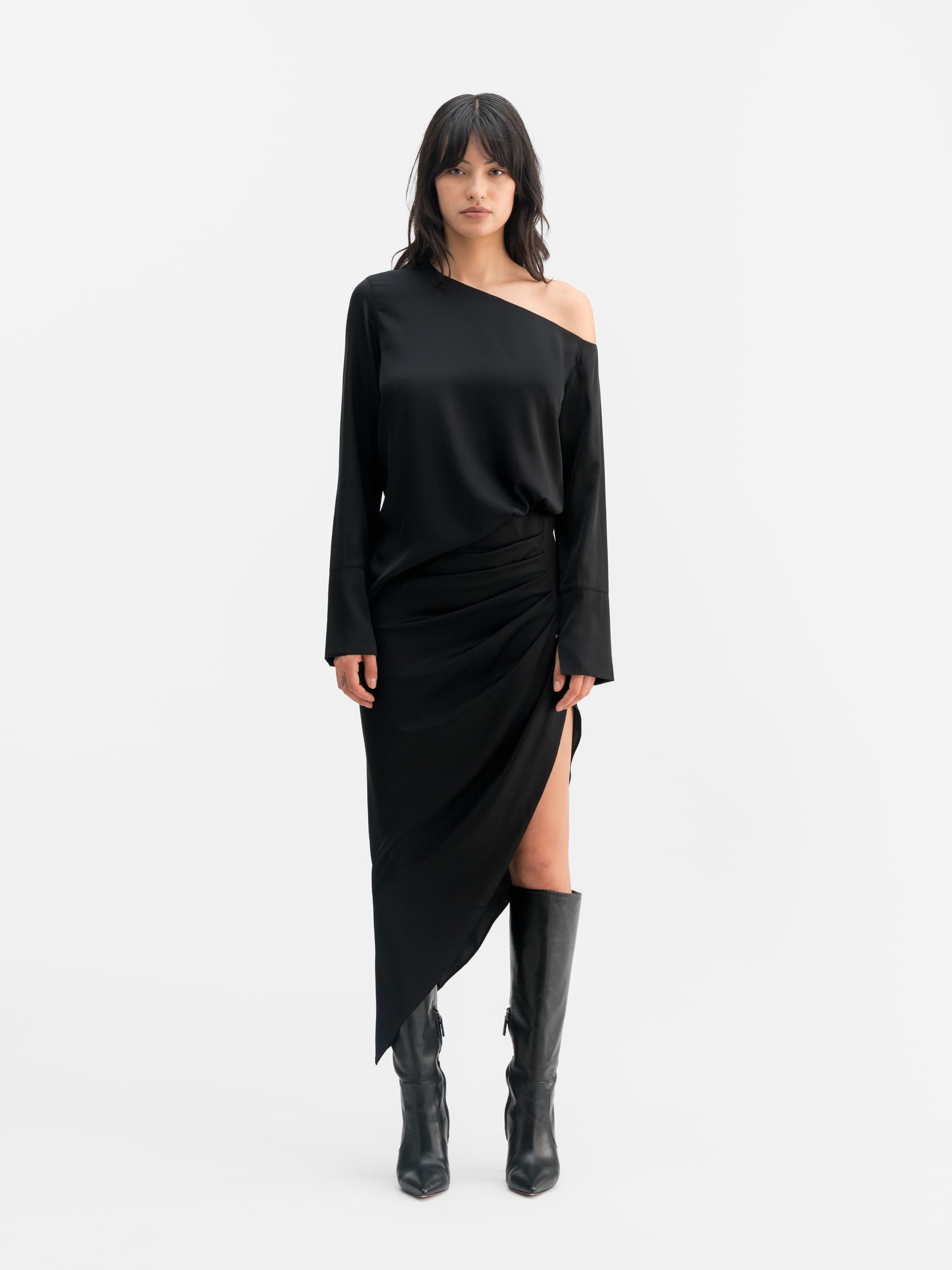 Chiney silk blouse black