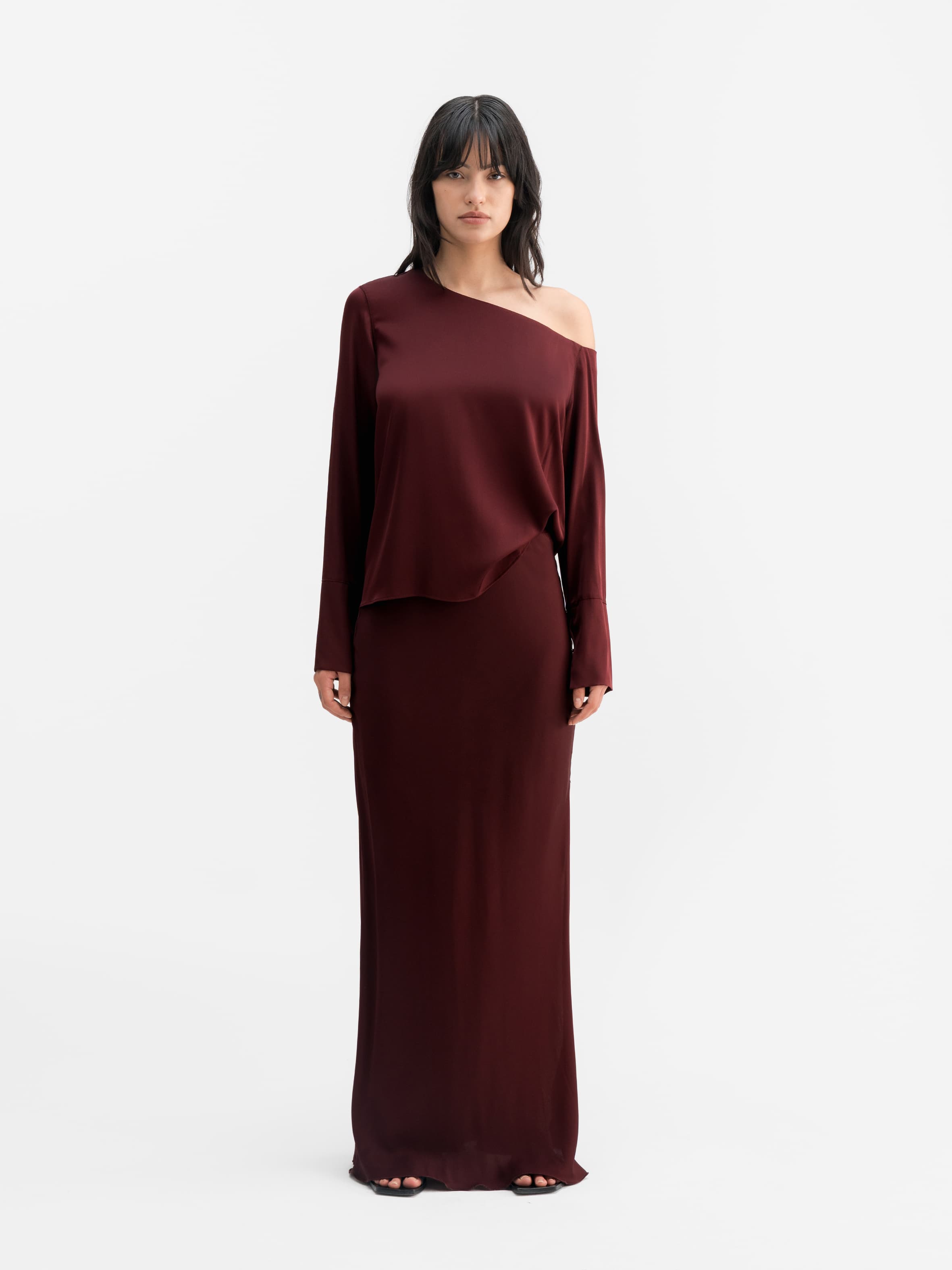 Chiney silk blouse burgundy