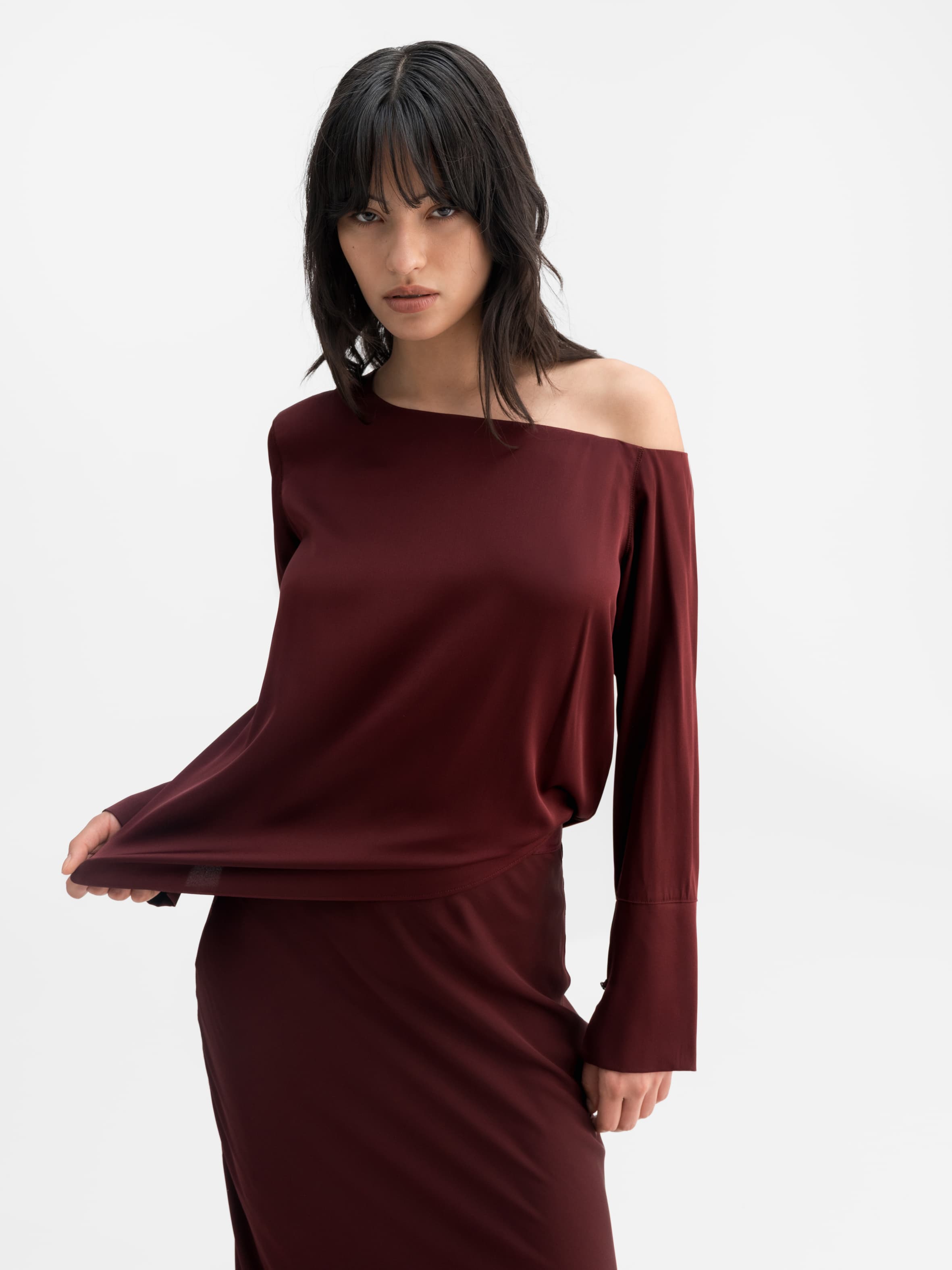 Chiney silk blouse burgundy