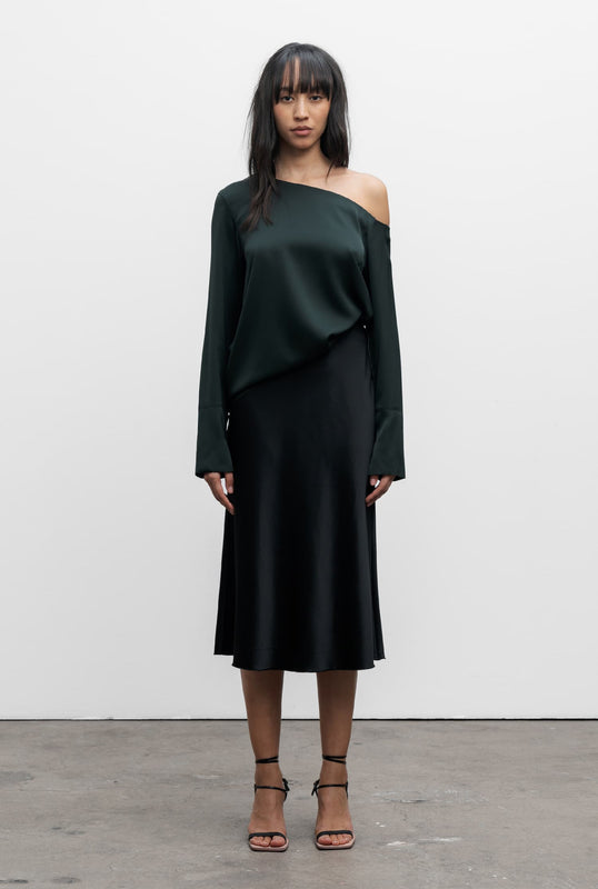 Chiney silk blouse deep forest
