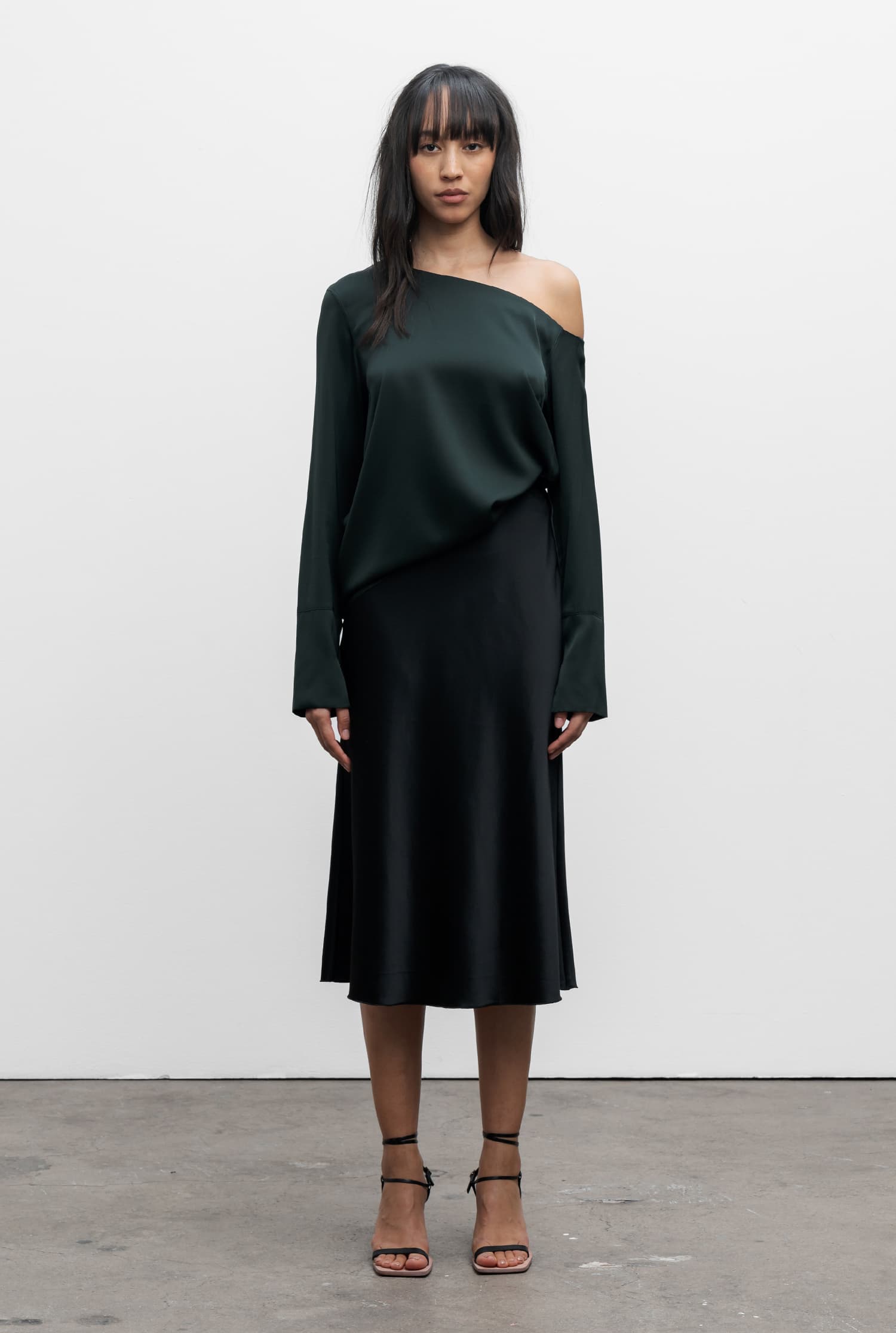 Chiney silk blouse deep forest