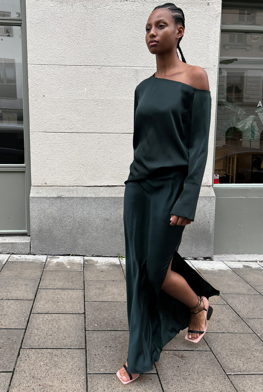 Chiney silk blouse deep forest