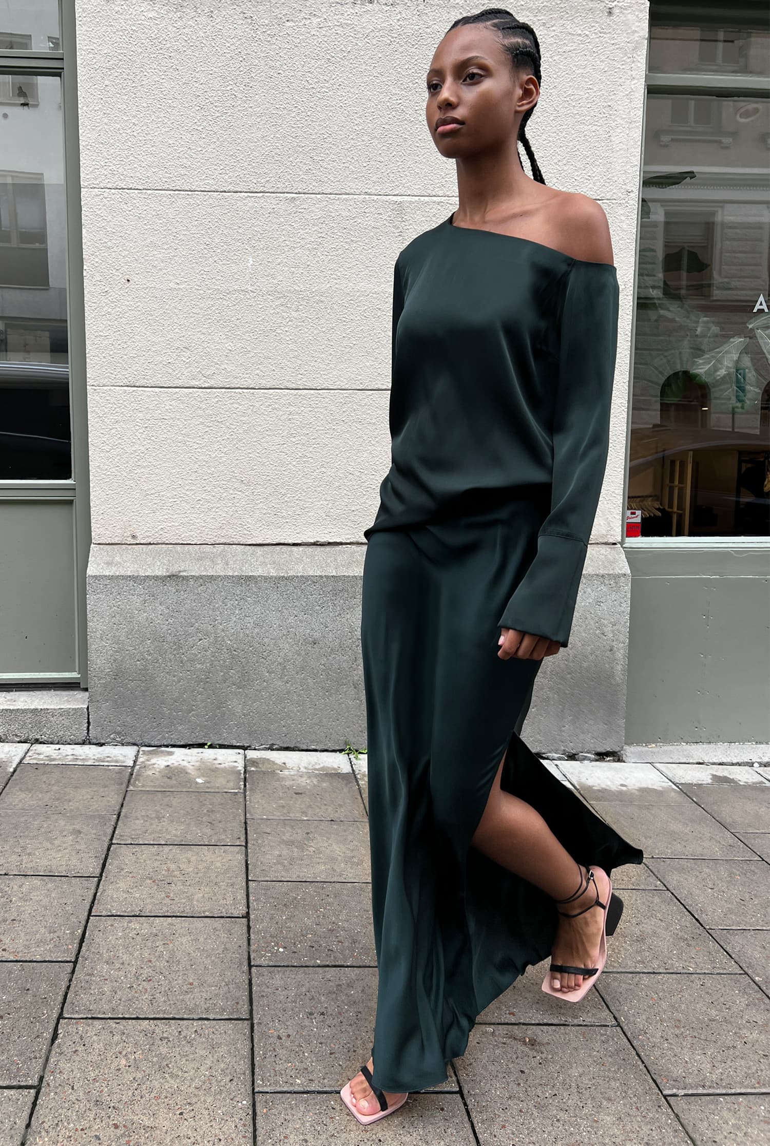 Chiney silk blouse deep forest