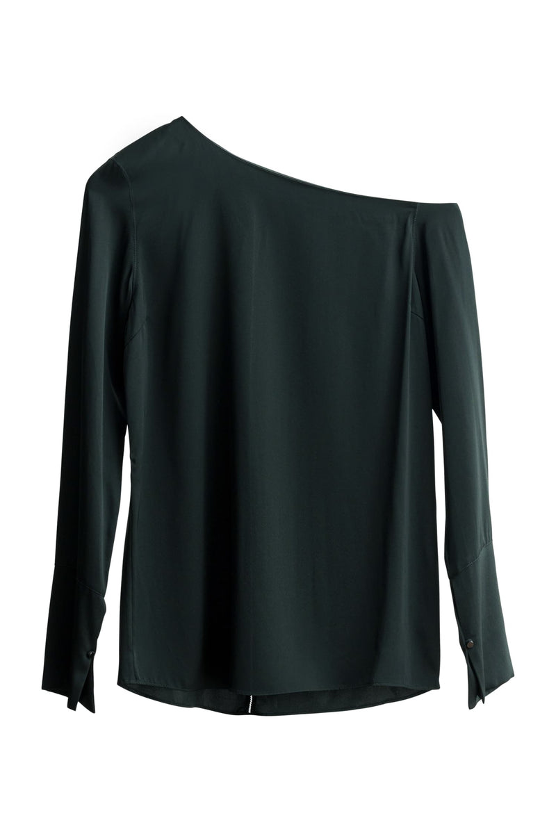 Chiney silk blouse deep forest
