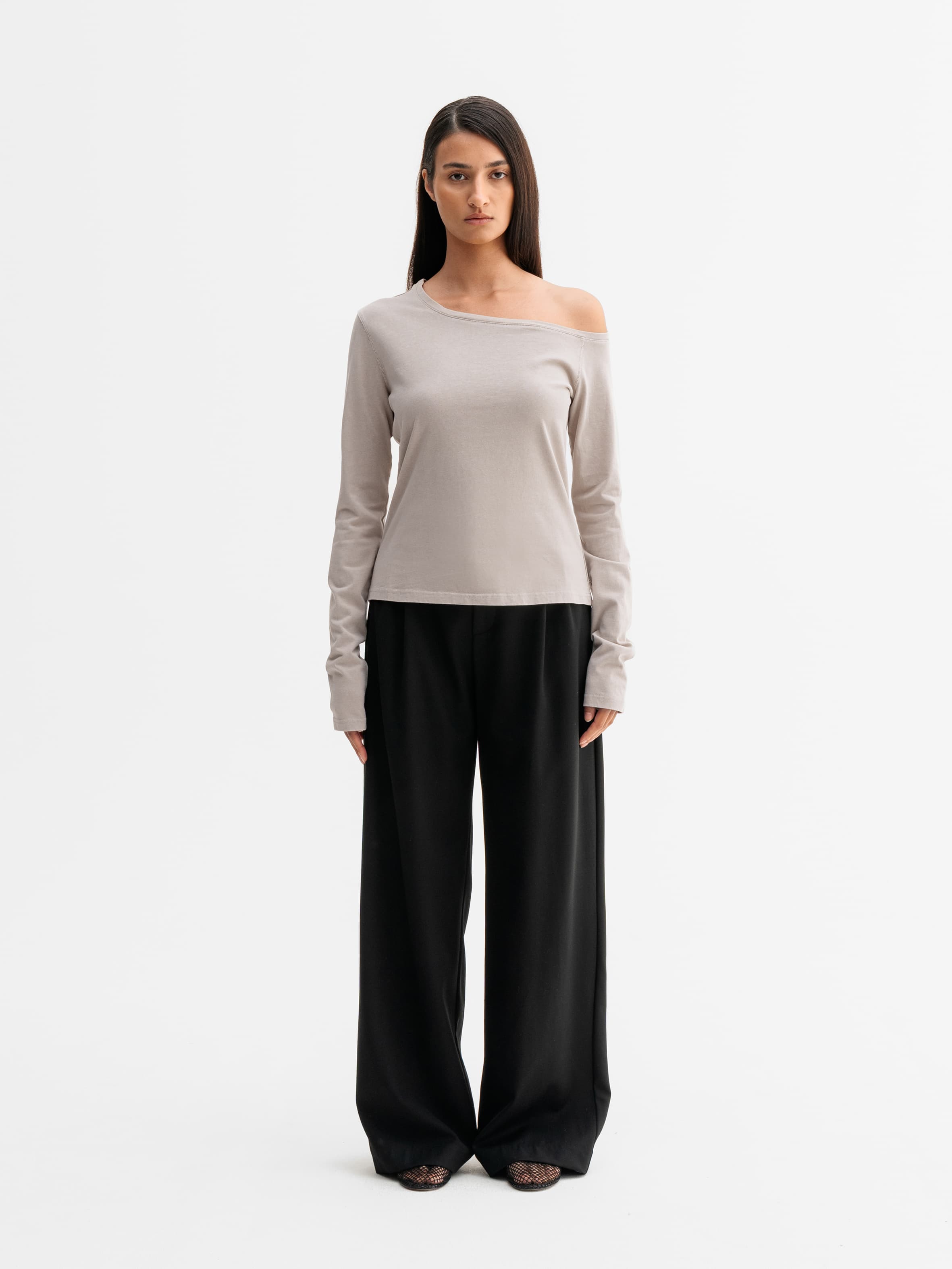 Chiney jersey blouse washed greige