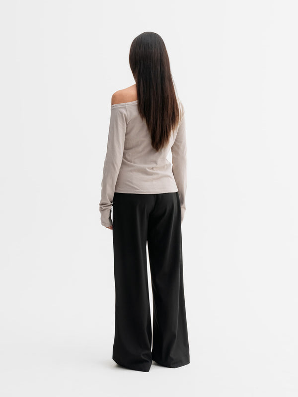 Back view of Ahlvar Gallery Chiney jersey blouse in Washed greige