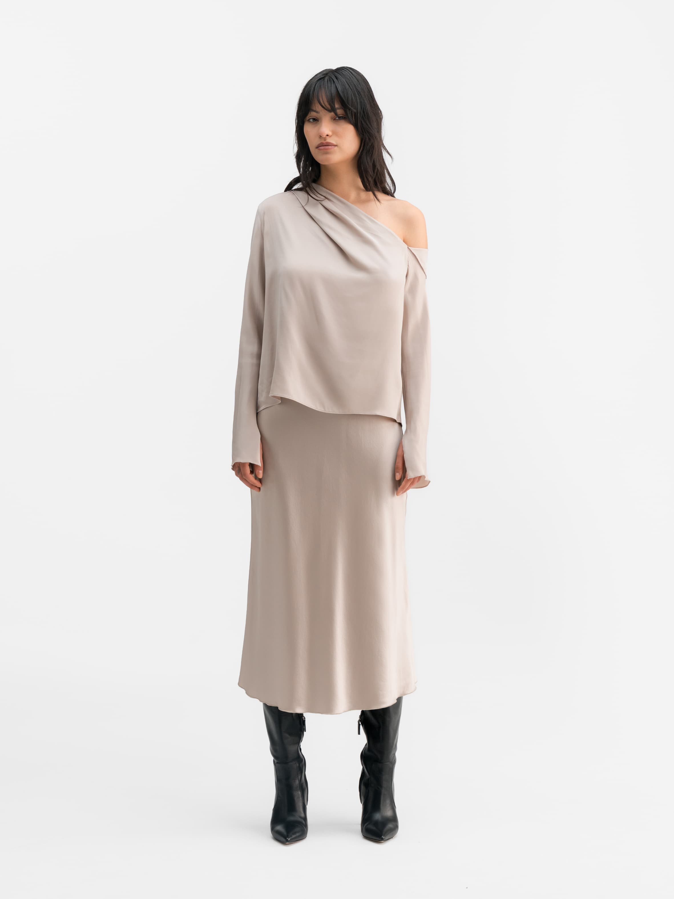 Cora silk blouse greige