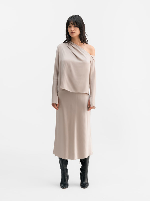 Cora silk blouse greige