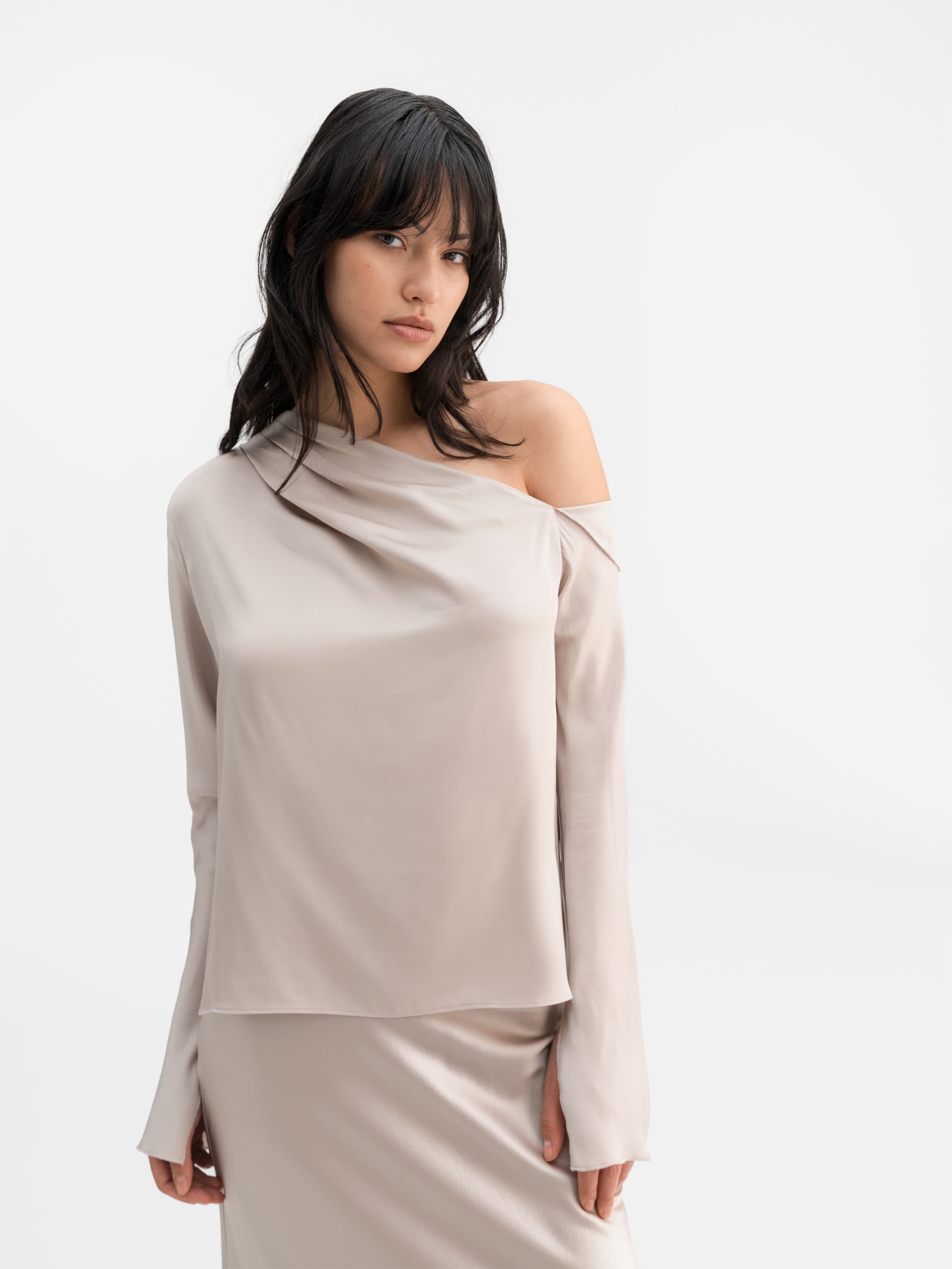 Cora silk blouse greige