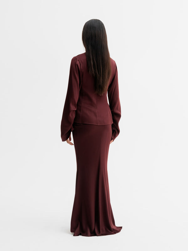 Back view of Ahlvar Gallery Dara blouse in Burgundy