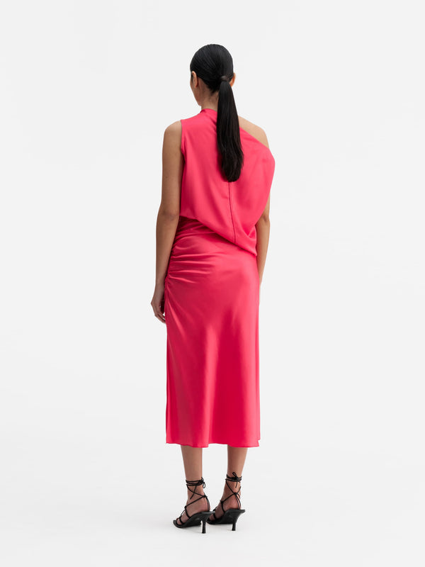 Back view of Ahlvar Gallery Dina satin skirt bubblegum