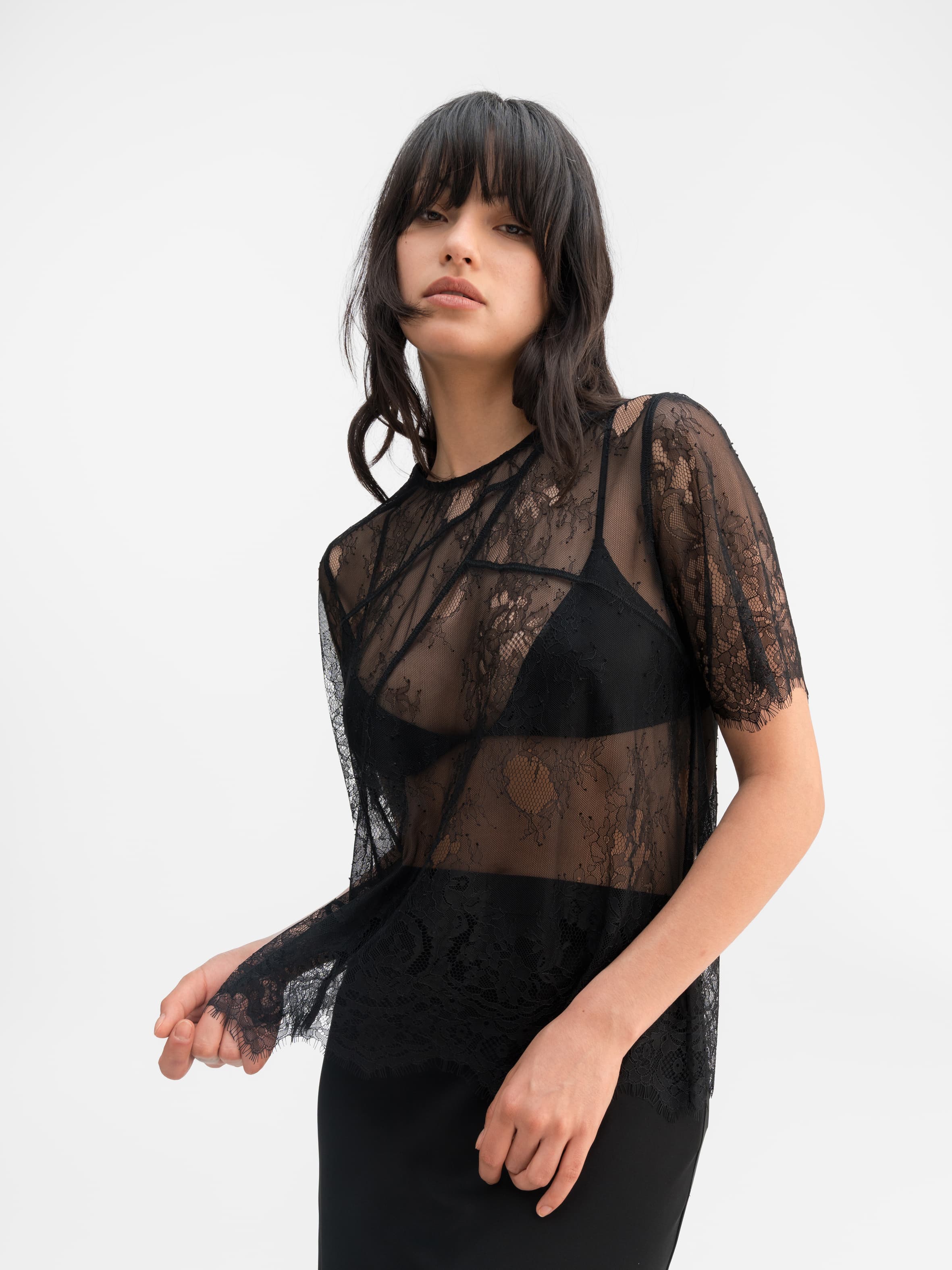 Eden lace tee black