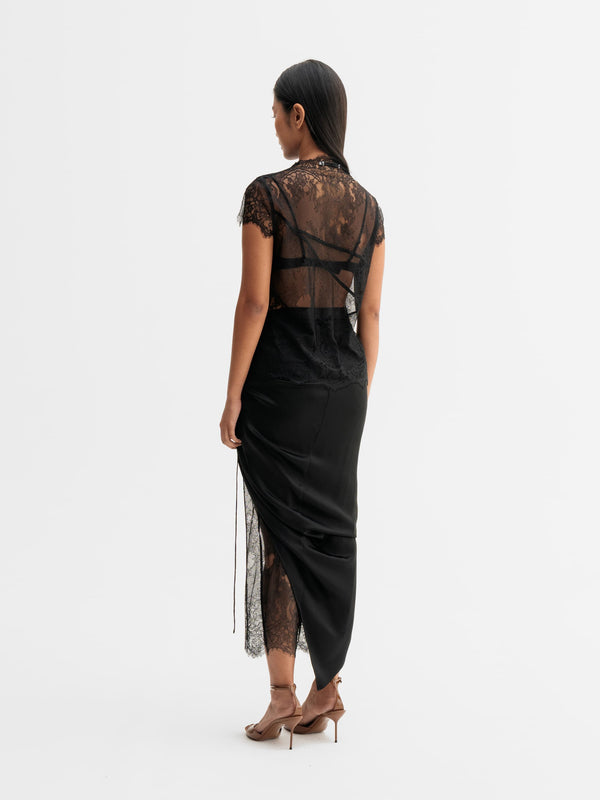Back view of Ahlvar Gallery Eden lace top in Black