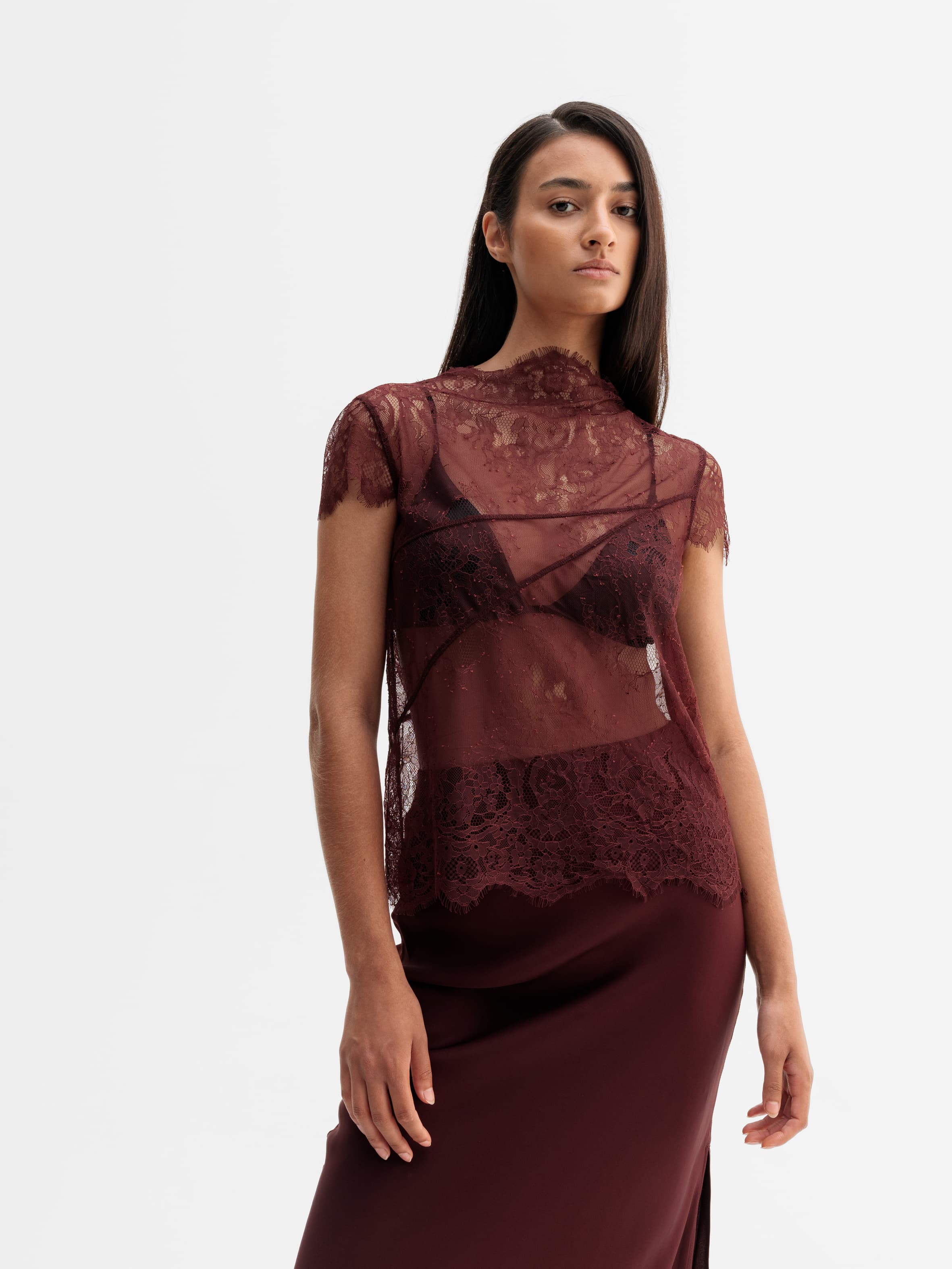 Eden lace top burgundy