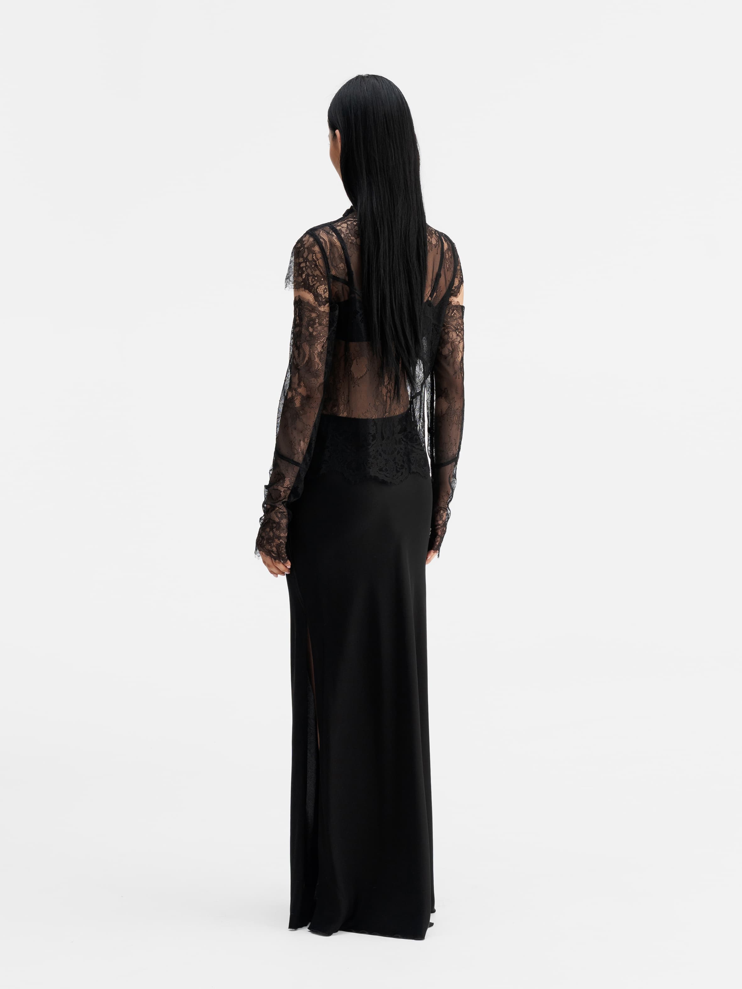 Back view of Ahlvar Gallery Edina lace blouse black