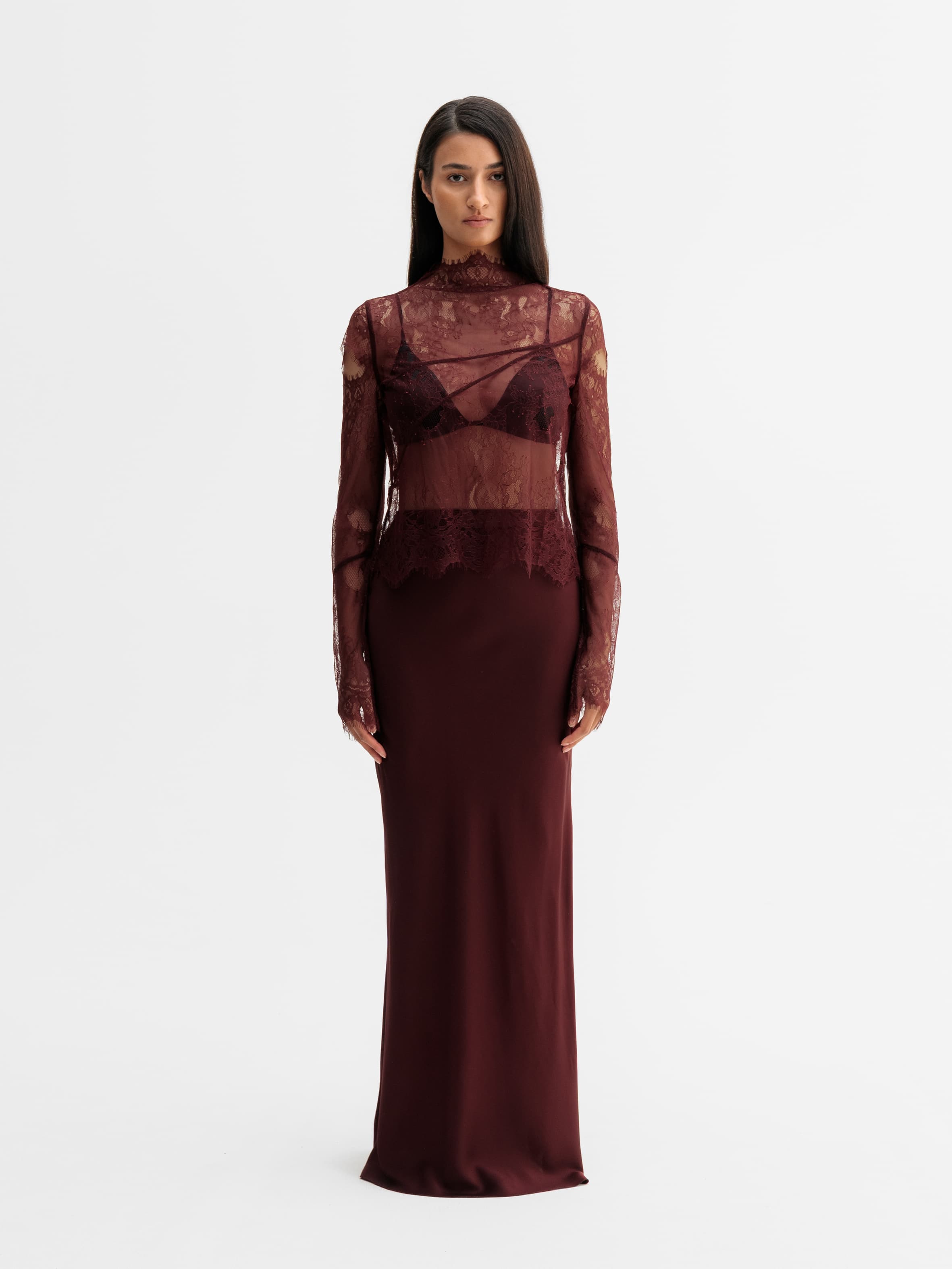 Edina lace blouse burgundy