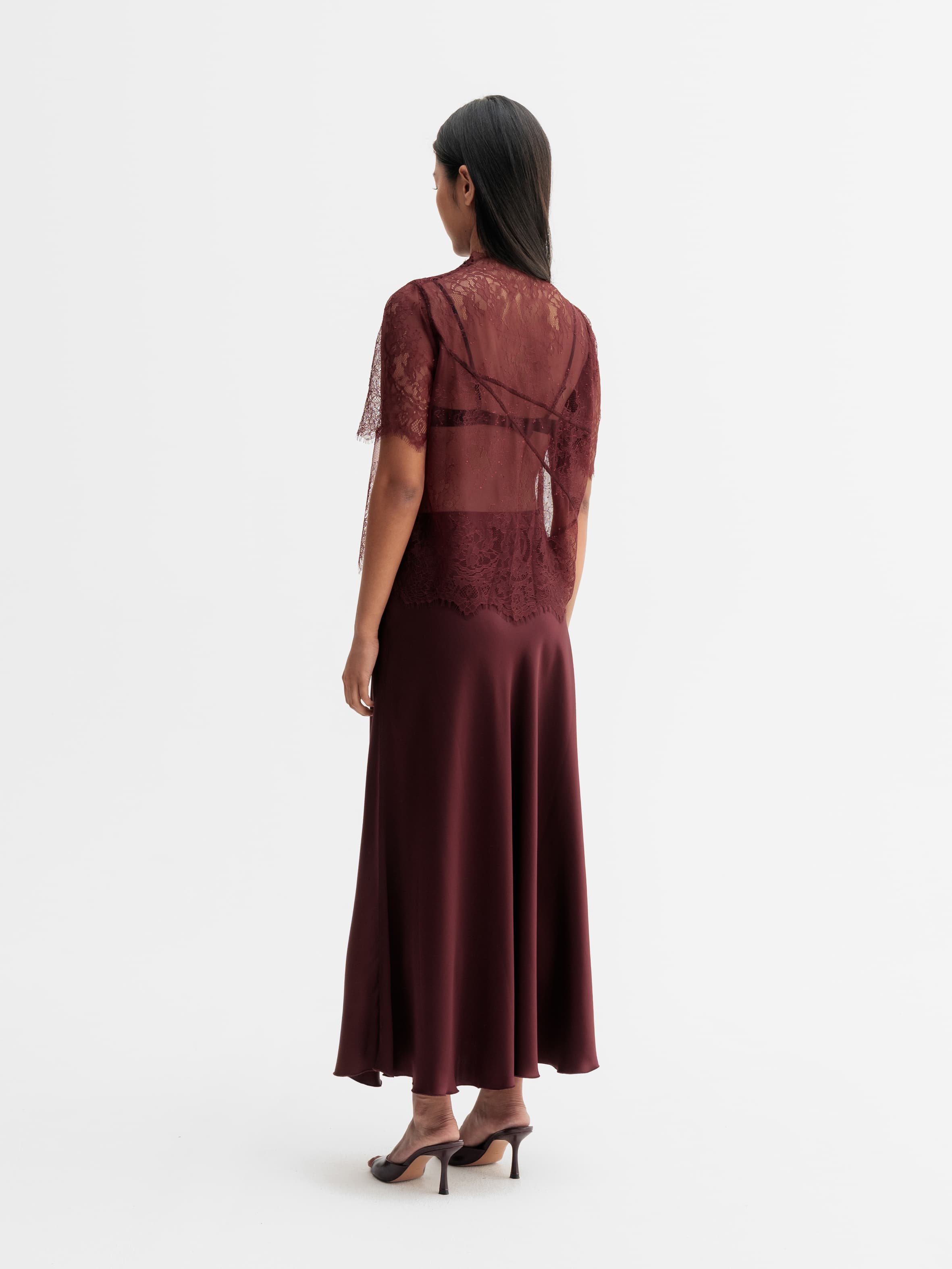 Edina lace tee burgundy