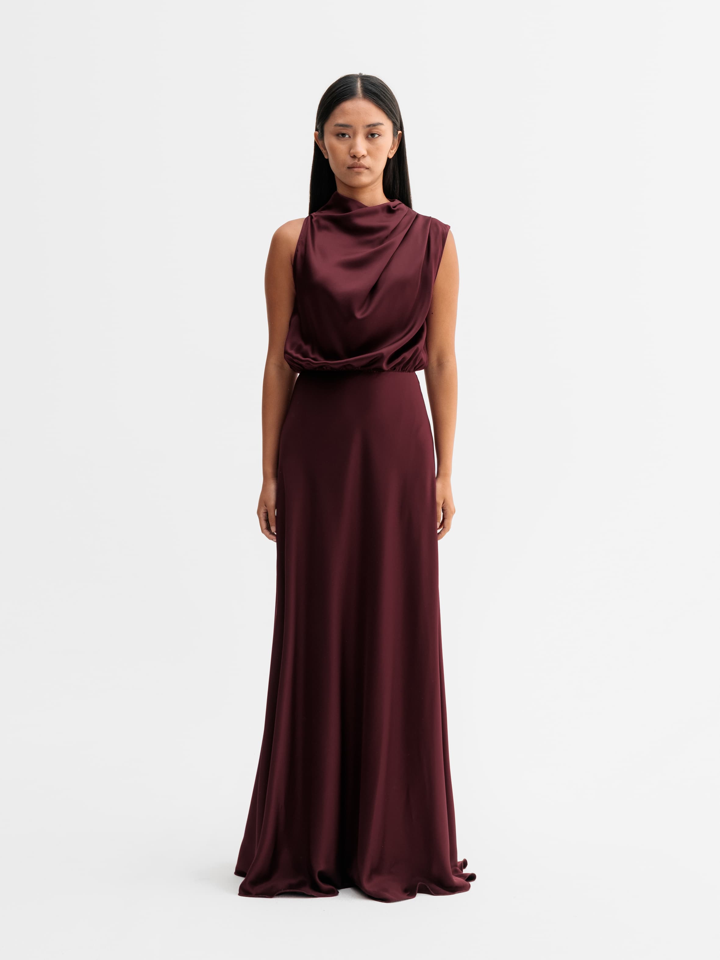 Eli satin dress burgundy