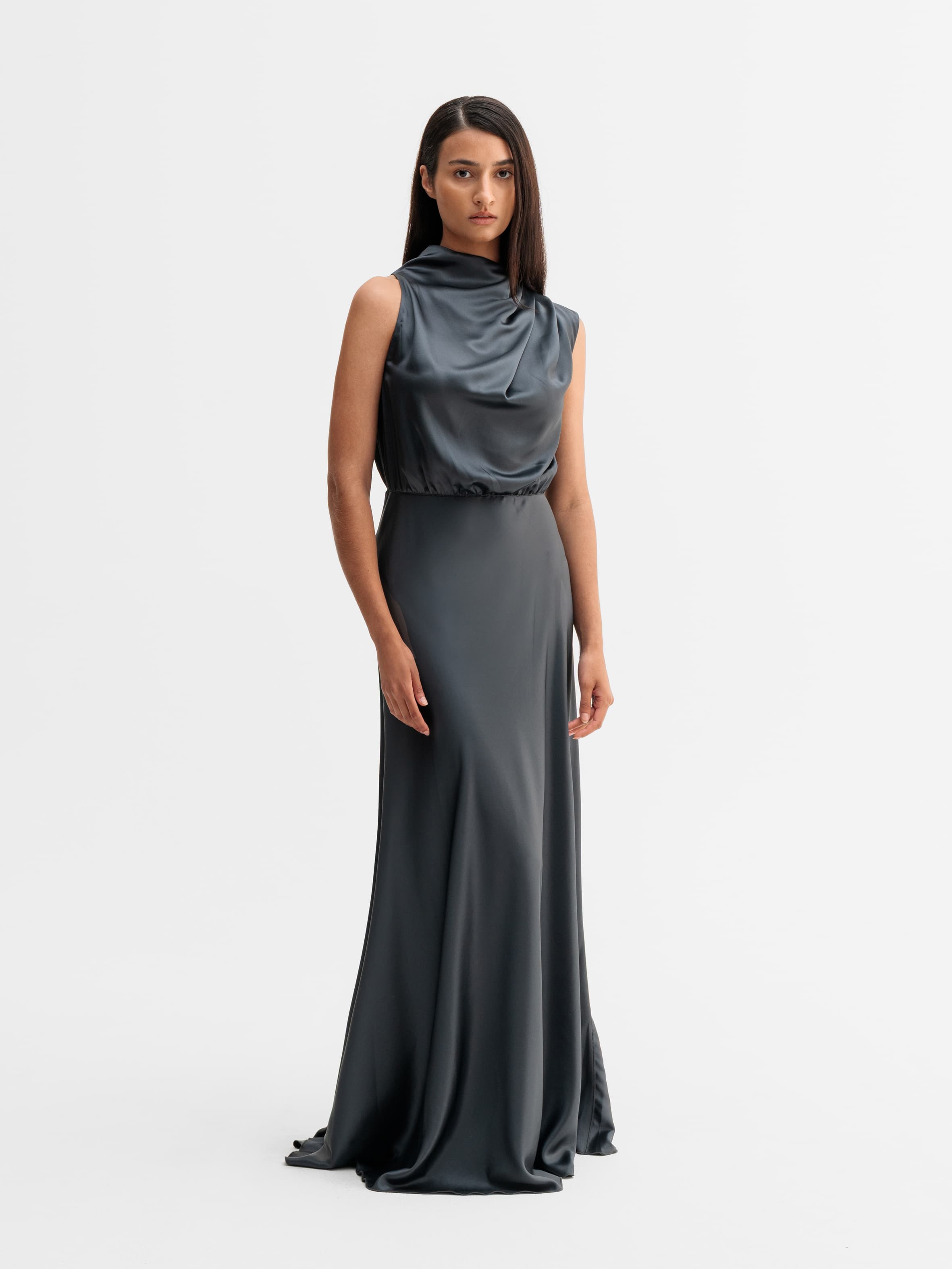 Eli satin dress dark grey