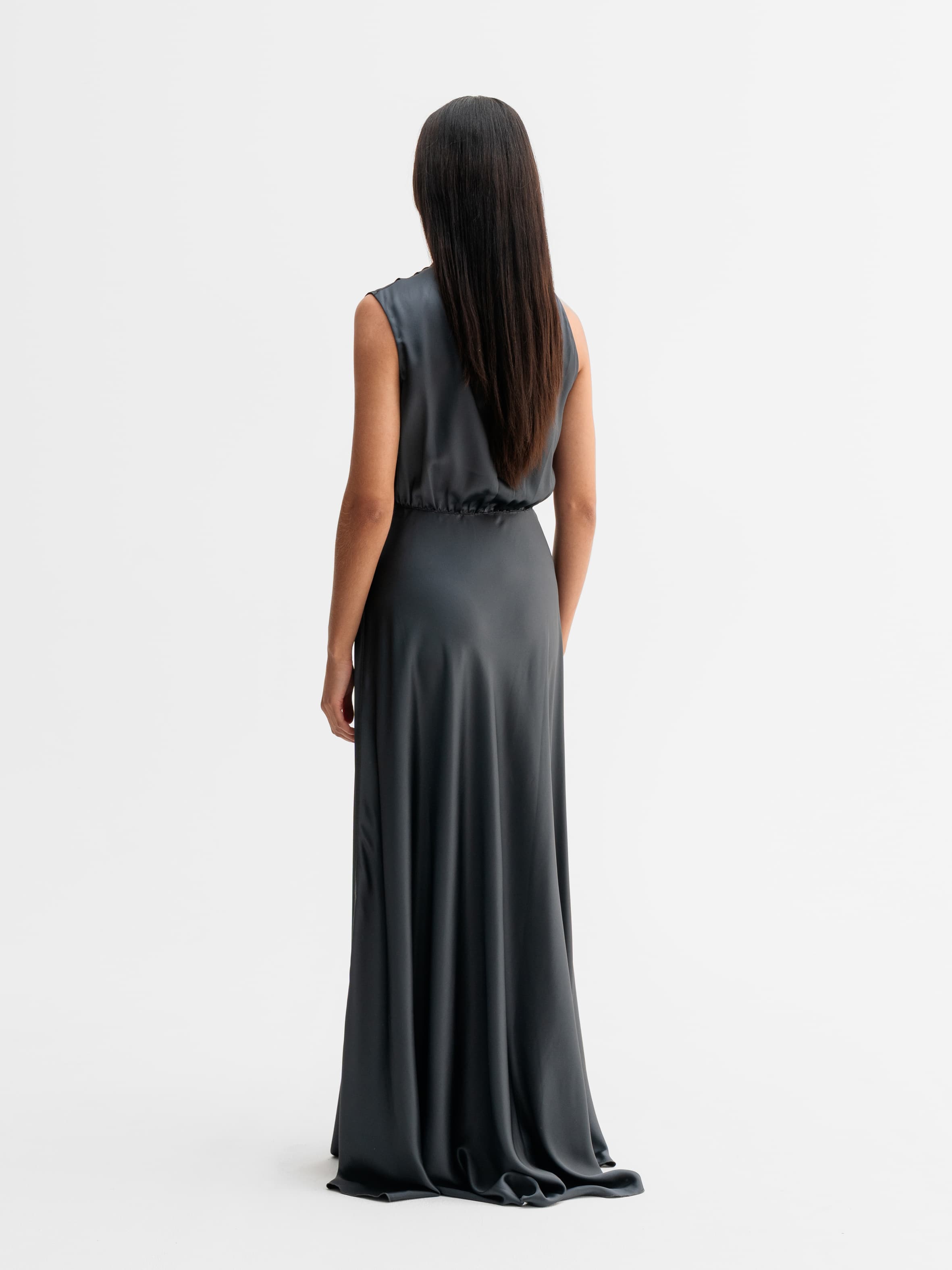Eli satin dress dark grey