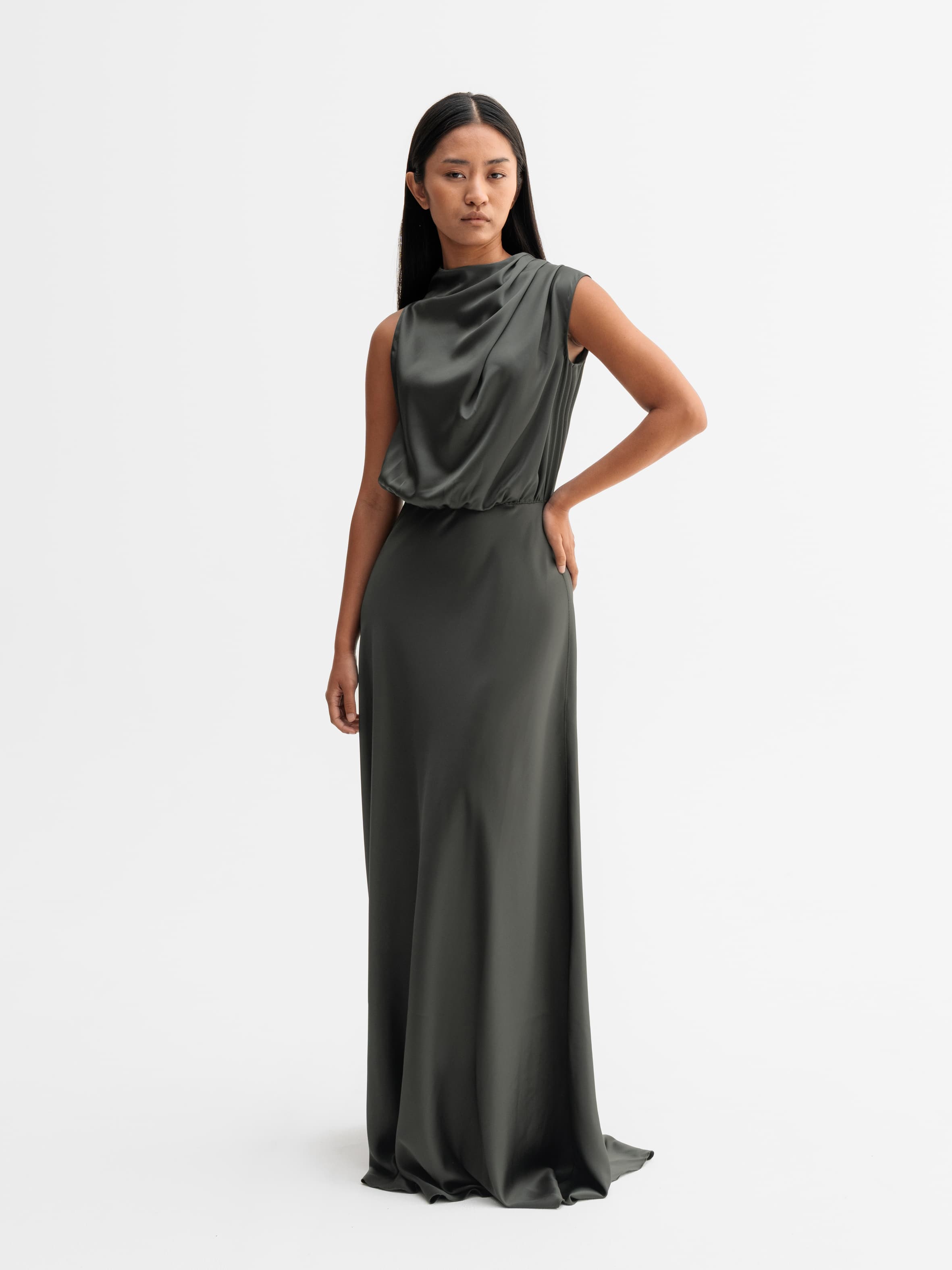 Eli satin dress wood