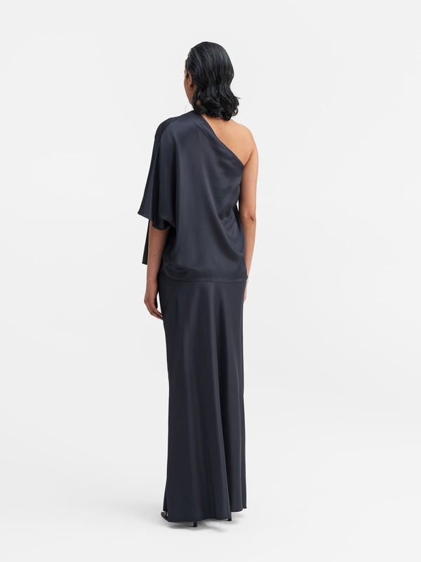 Ella satin blouse blue grey