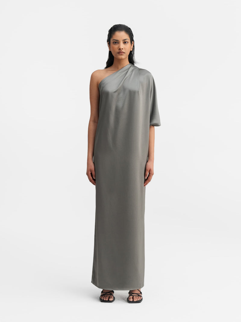 Ella satin dress light military