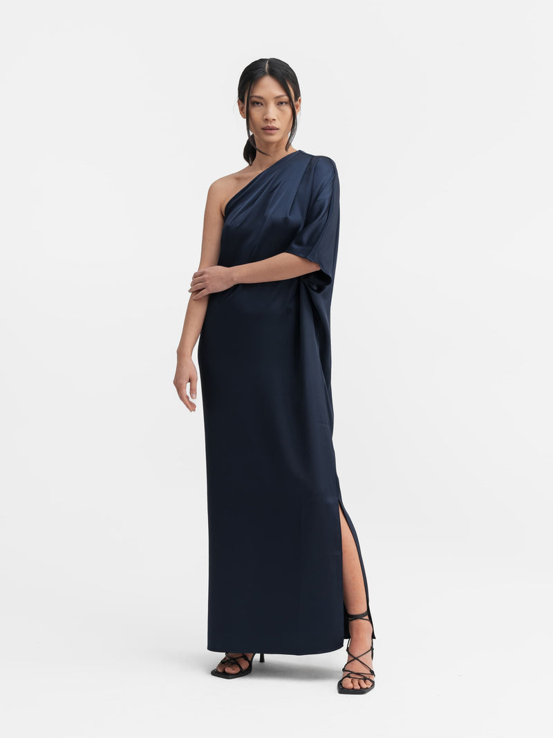 Ella satin dress midnight blue