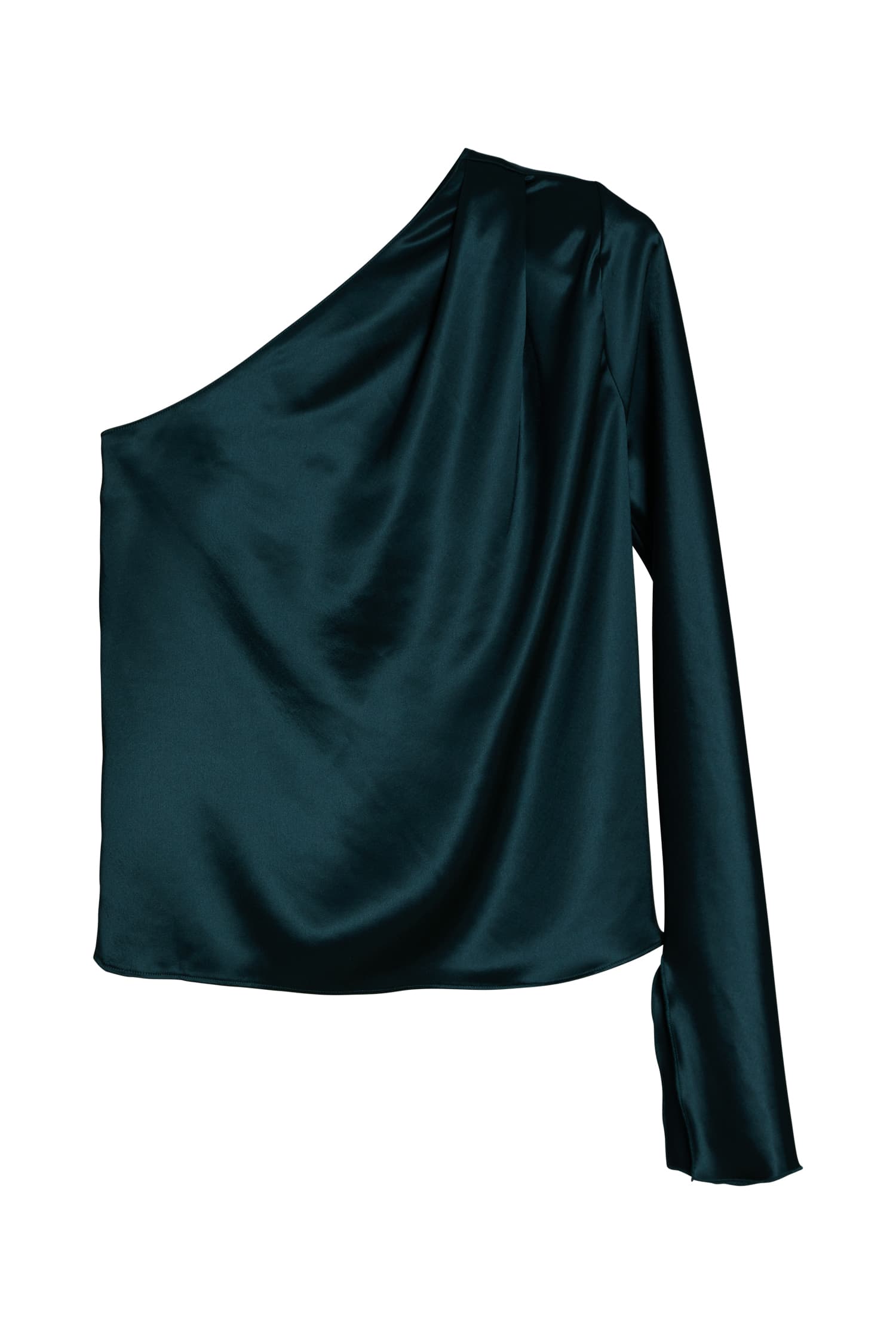 Elle satin blouse deep forest