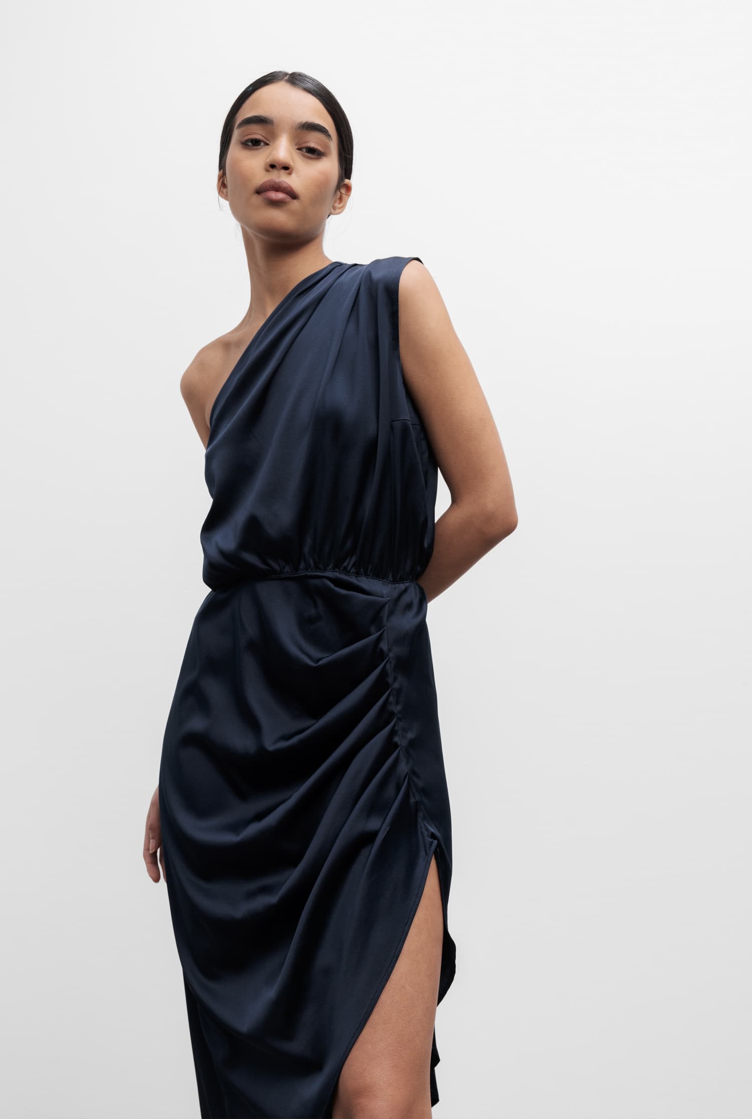 Elle silk dress midnight blue